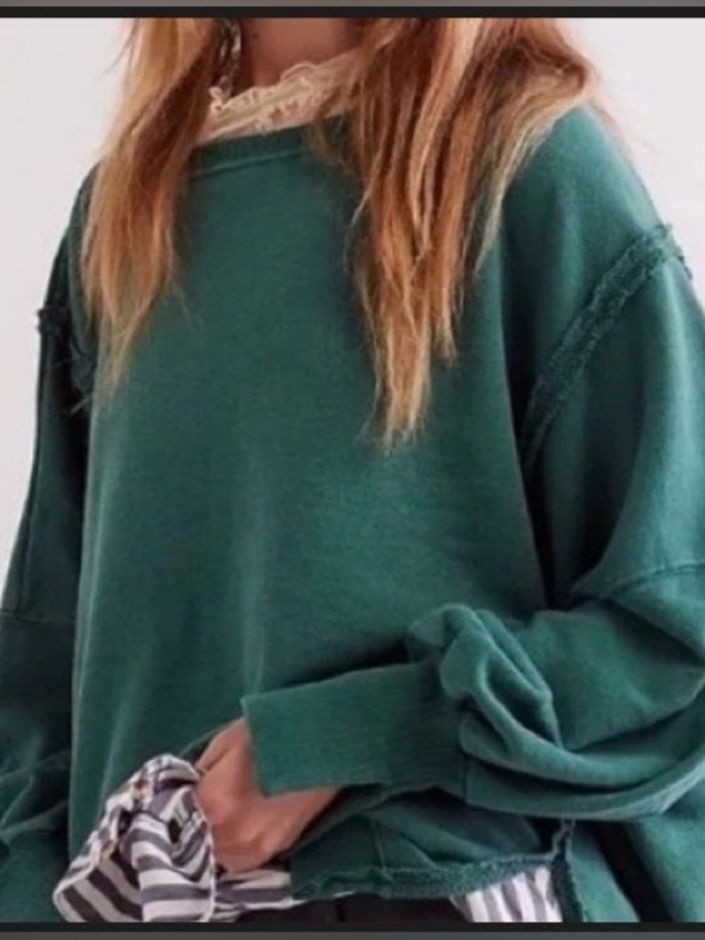 We The Free Oversized Deep Teal Green Camden Sweatshirt - Small  NWT $78